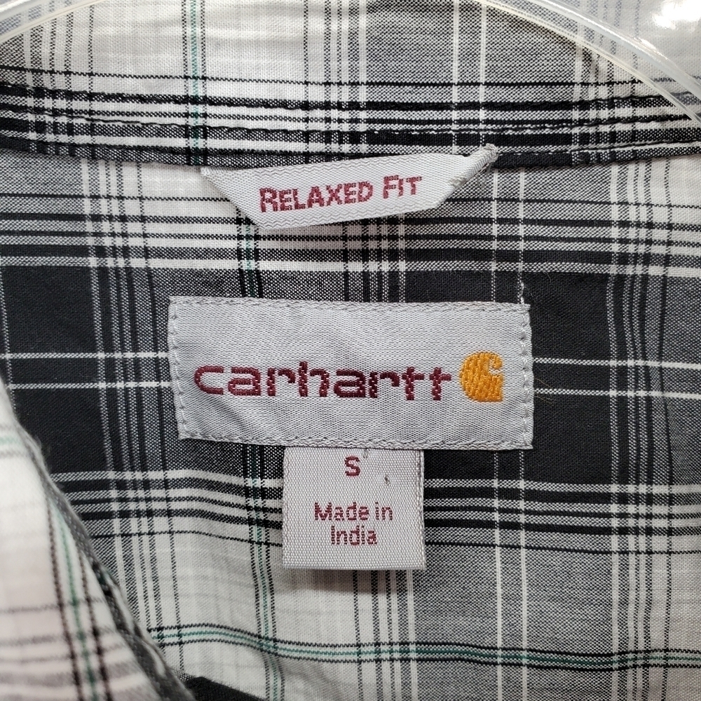 Carhartt Mechanic Shirt Men S Blk Wht Plaid Relaxed SS Button Essential Normcore - Picture 2 of 10